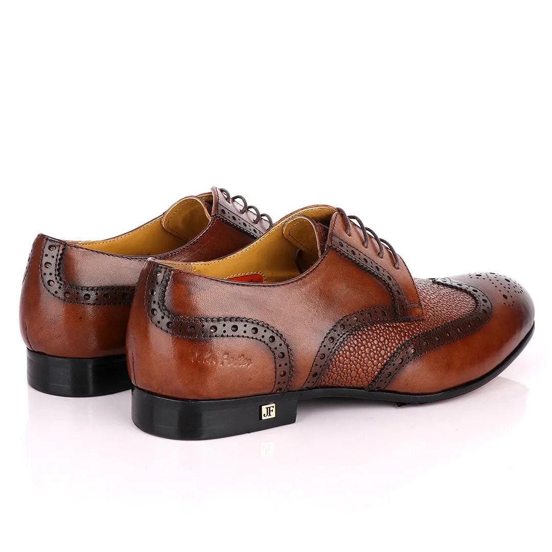 John Foster Coffee Half Croc Oxford Brogues Shoe