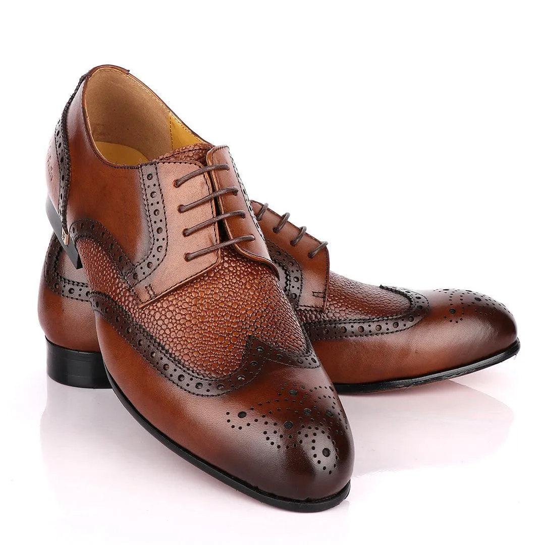 John Foster Coffee Half Croc Oxford Brogues Shoe