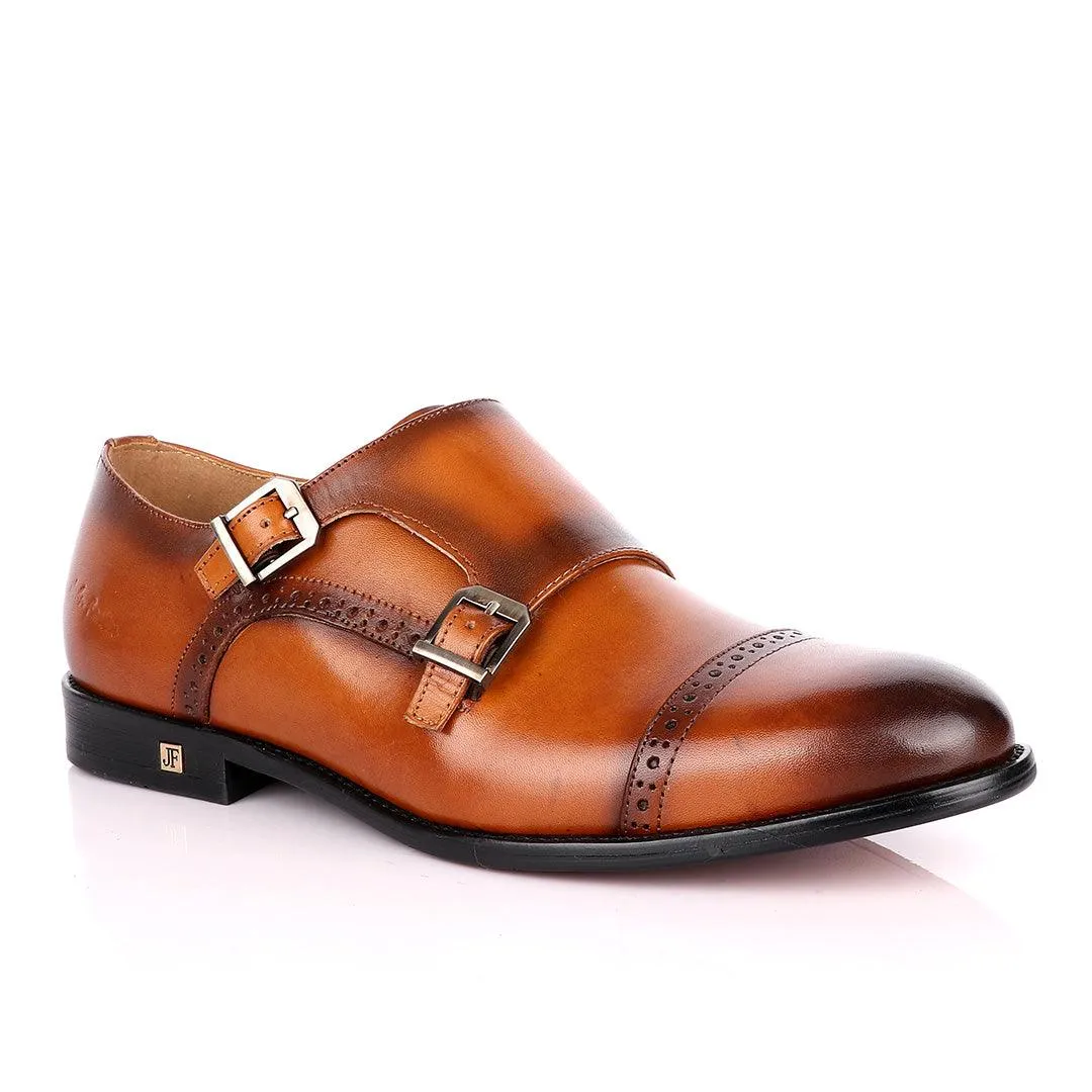 John Foster Double Monk Strap Brown Leather Shoe