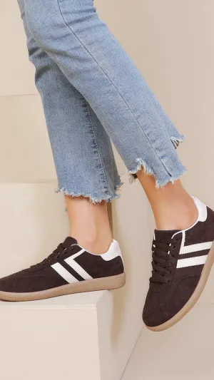 Kianna Brown & White Striped Trainers