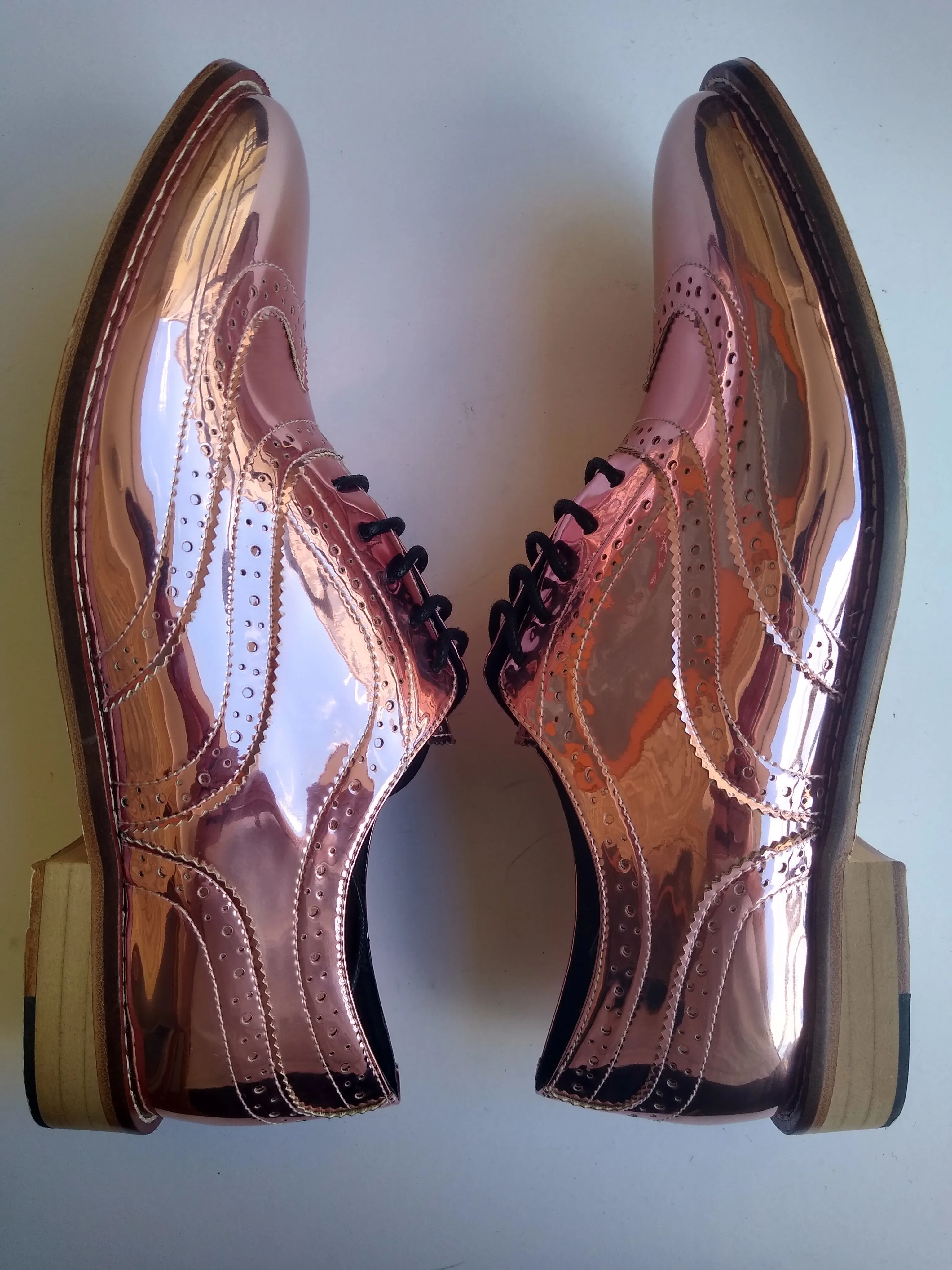 Ladies 11 Gents 10 US | 9 UK | 43 EU  Baby Pink Metallic Brogues (SAMP12)