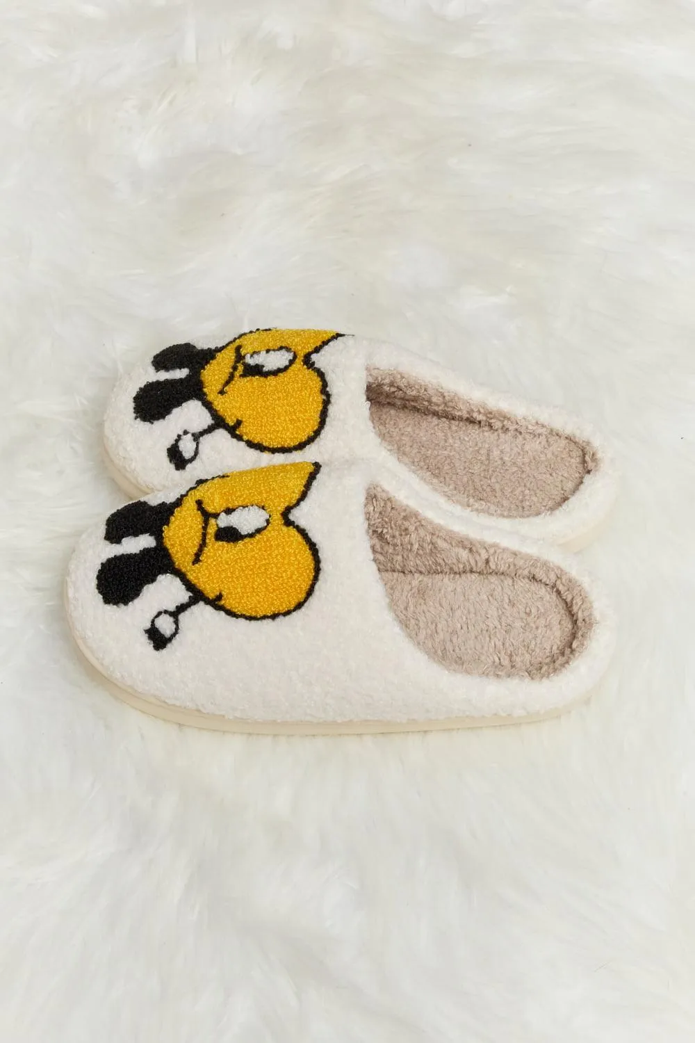 Love Heart Print Plush Slippers