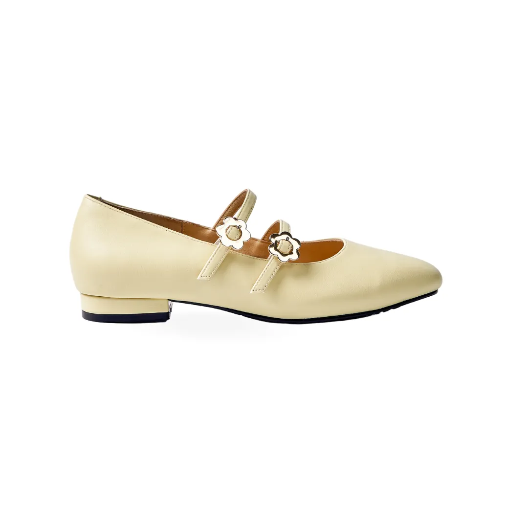 Mary Jane in Hana Yellow Flats (Leather)