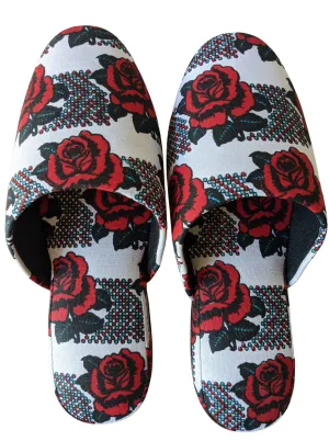 Medium Rose Print Mix Slippers [vinyl sole]  Rose M07 [Size: Medium] Rose M07