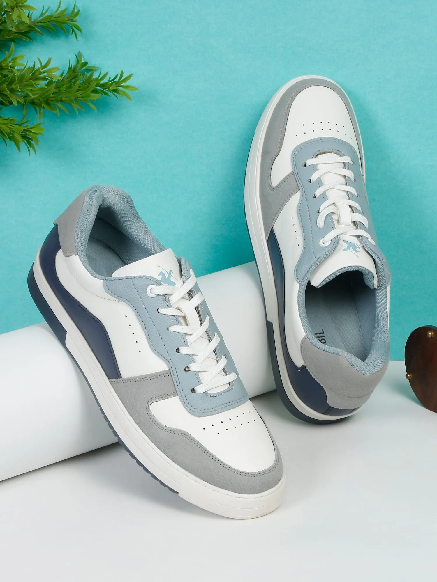 Men Lace-Up Blue Casual Shoes