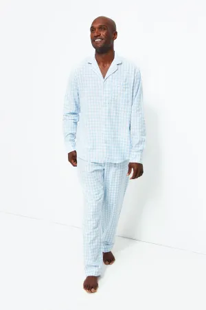 Men's Light Blue Gingham Pajama Set