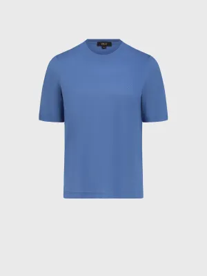 Micro Griffon Satin Finish Cotton T-Shirt Blue