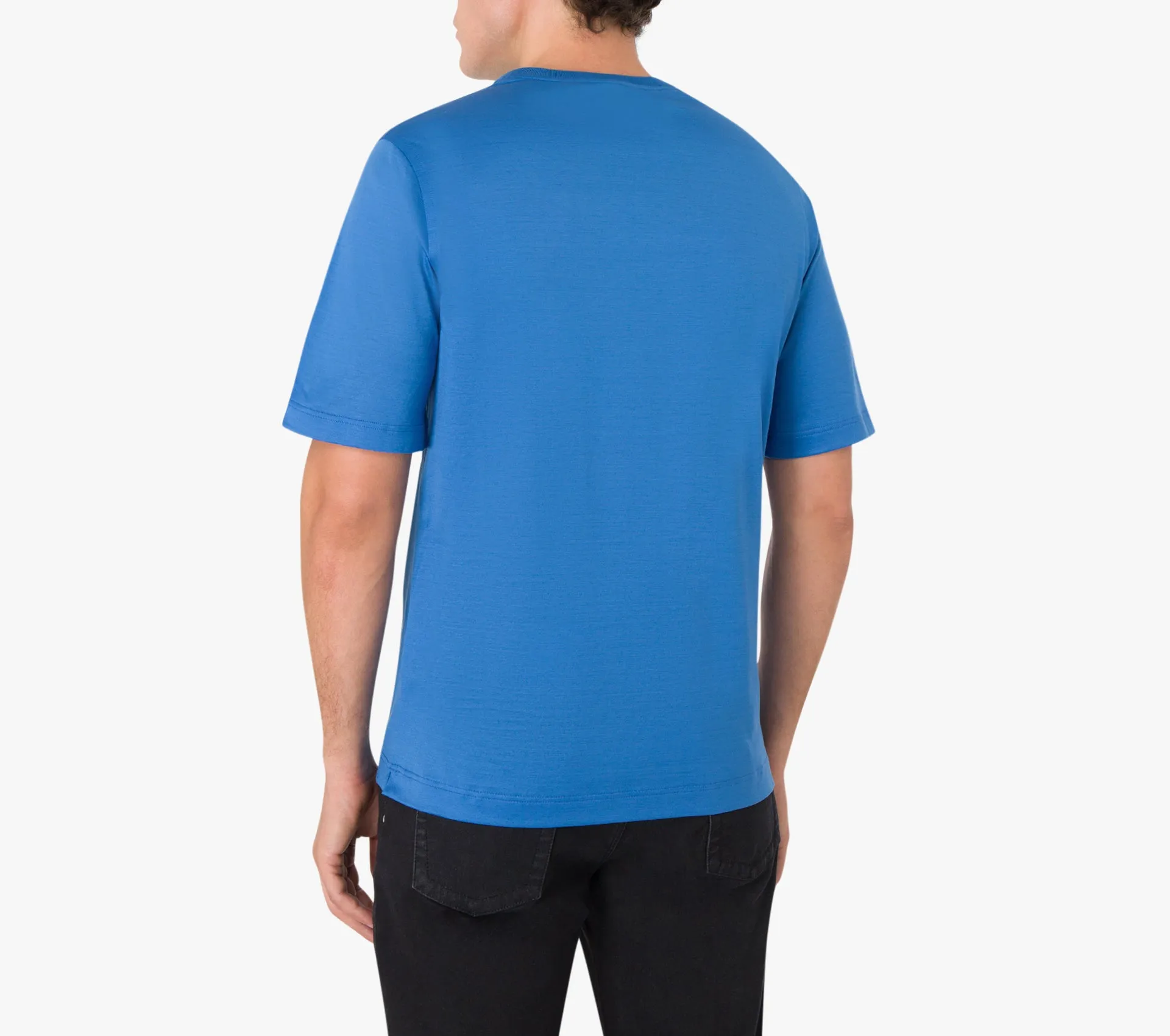 Micro Griffon Satin Finish Cotton T-Shirt Blue