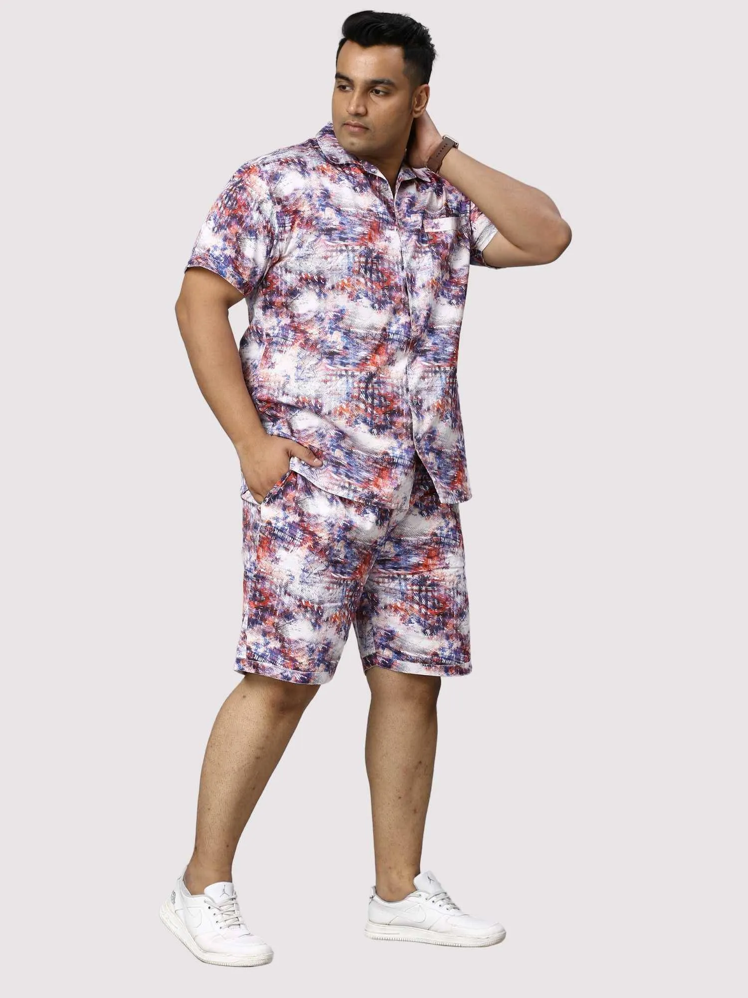 Monsoon Hue Digital Printed Half Co-Ords  Men's Plus Size