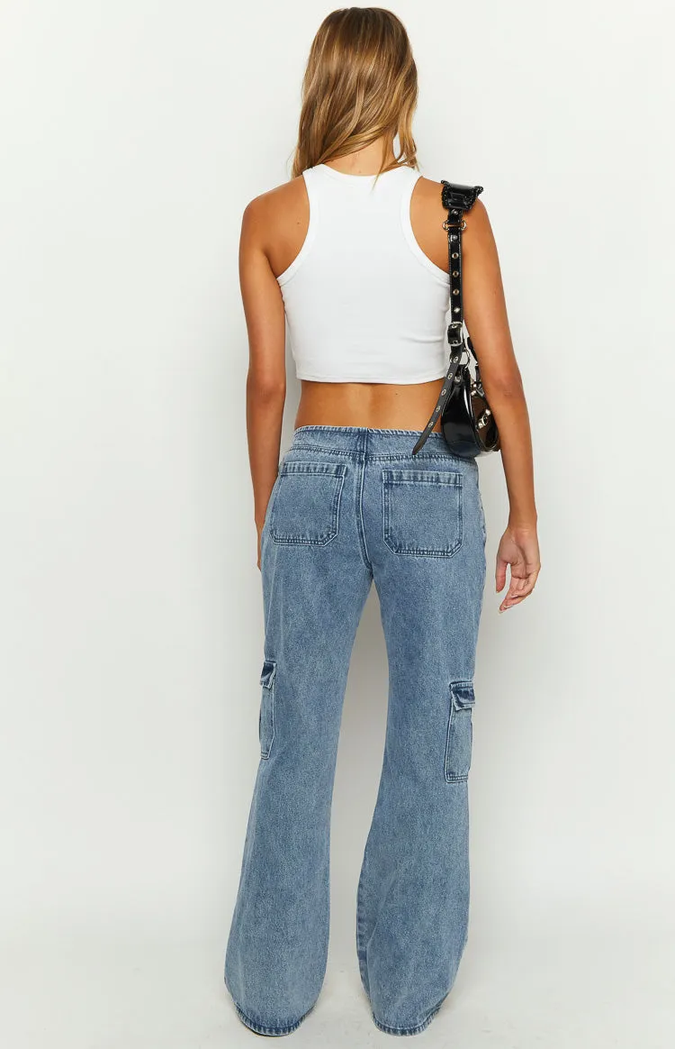 Oliver Mid Wash Low Waist Wide Leg Jeans