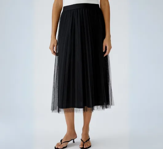 OUI - Midi Mesh Skirt in Black