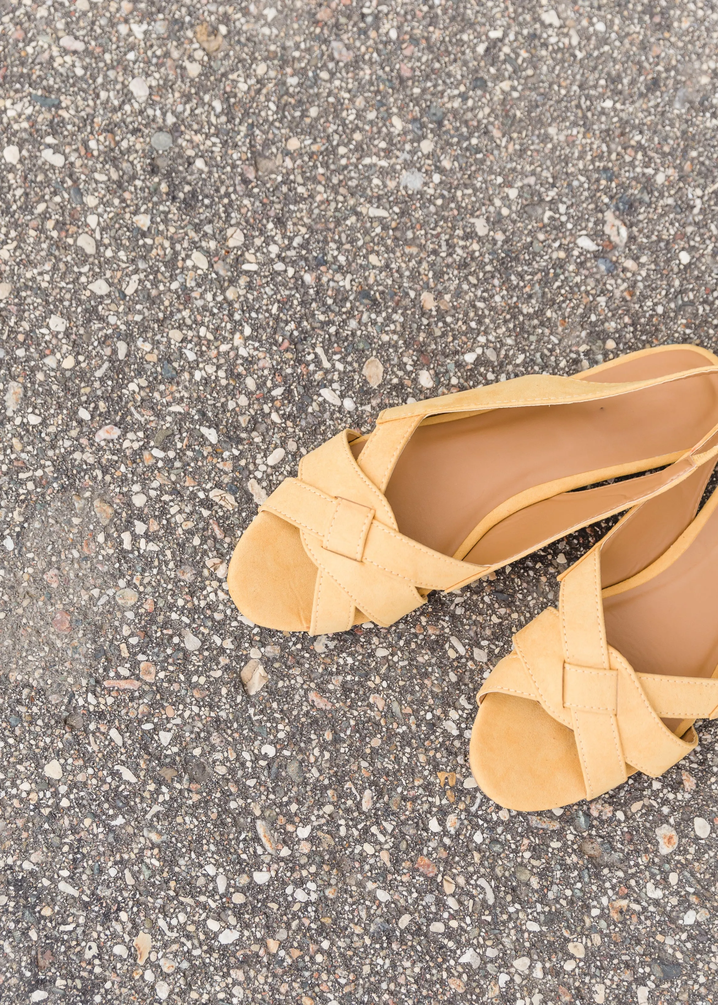 Peeptoe Mustard Slingback Flat - FINAL SALE