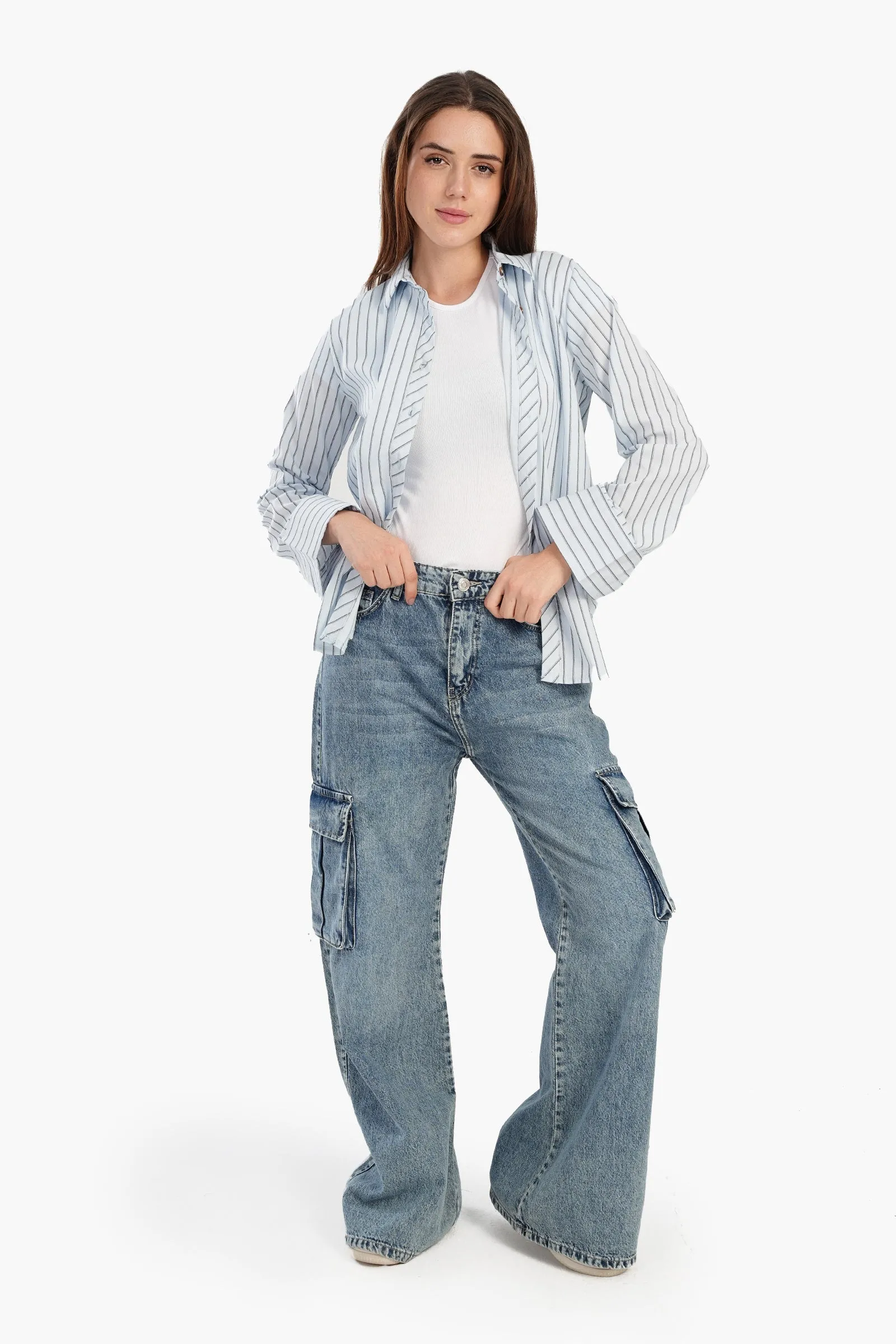 Poplin Blue Striped Shirt