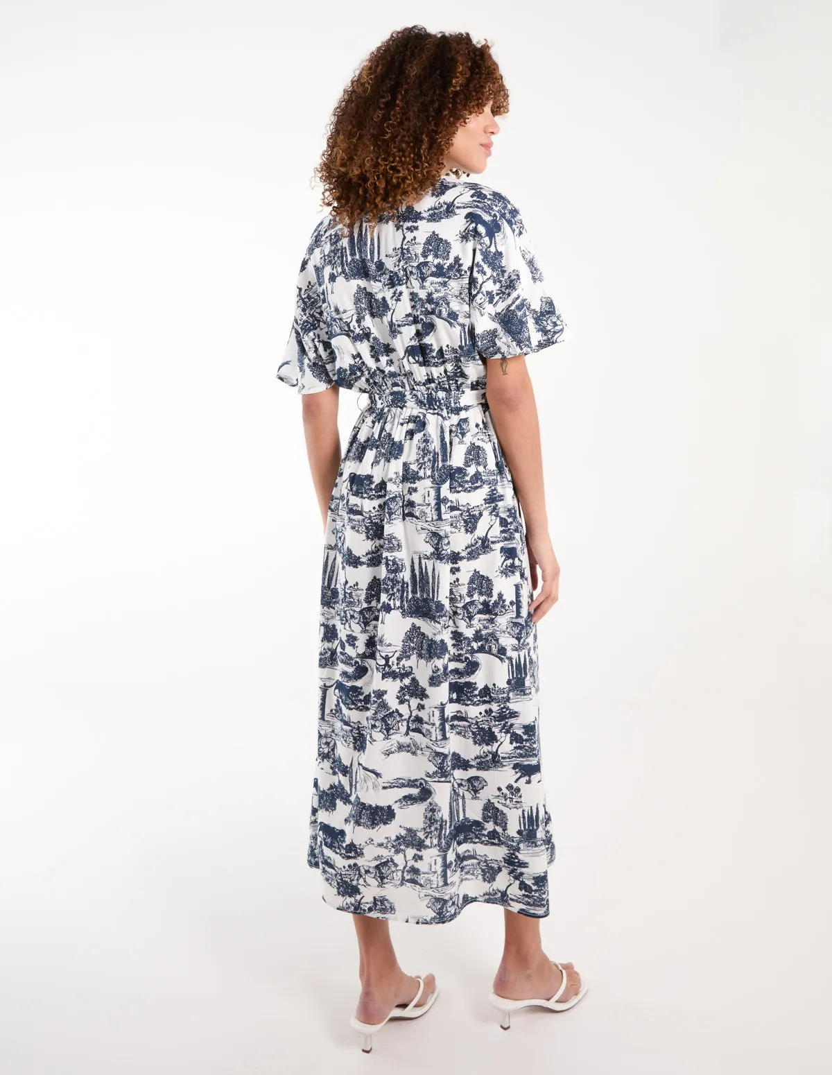 Porcelain Printed Belted Shirt Dress