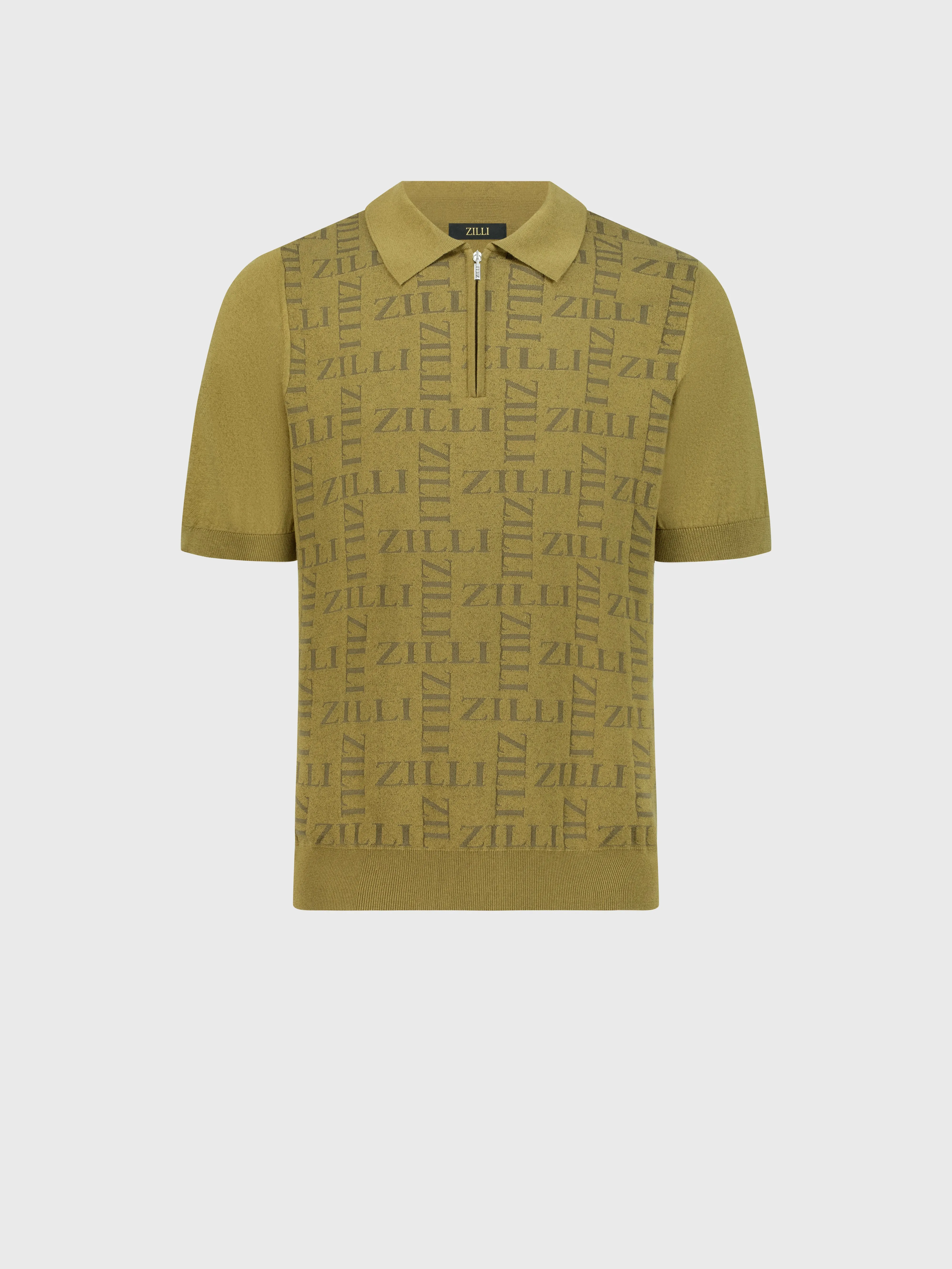 " Zipped Polo Shirt with Zilli Pattern"