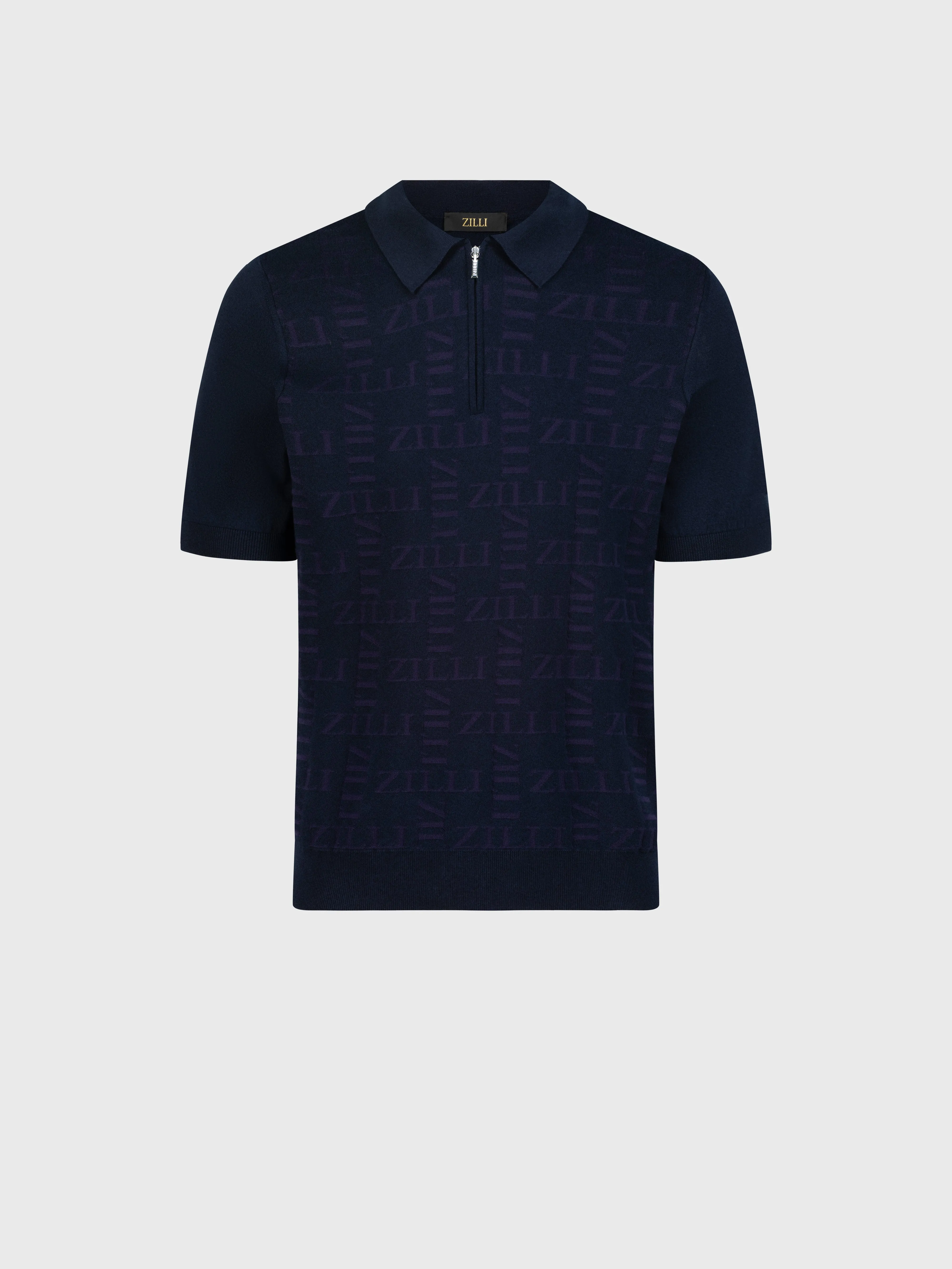 " Zipped Polo Shirt with Zilli Pattern"