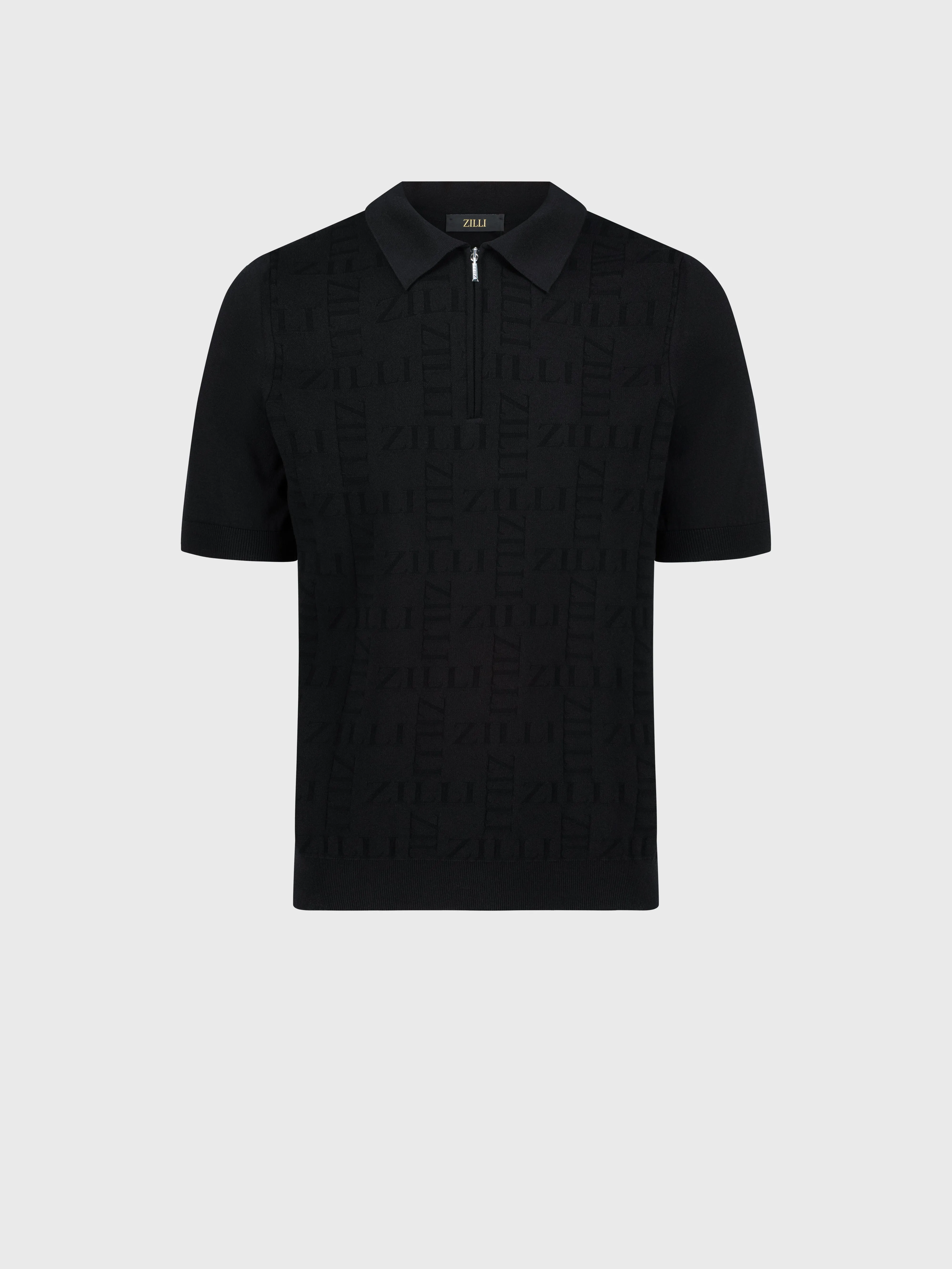 " Zipped Polo Shirt with Zilli Pattern"