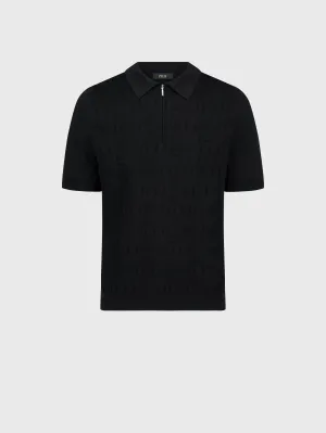 " Zipped Polo Shirt with Zilli Pattern"