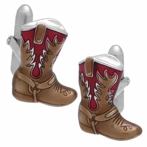 Red Western Boots Cufflinks