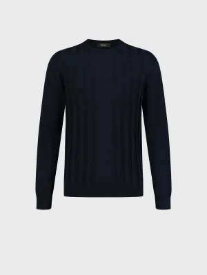 Round Neck Sweater Dark Navy