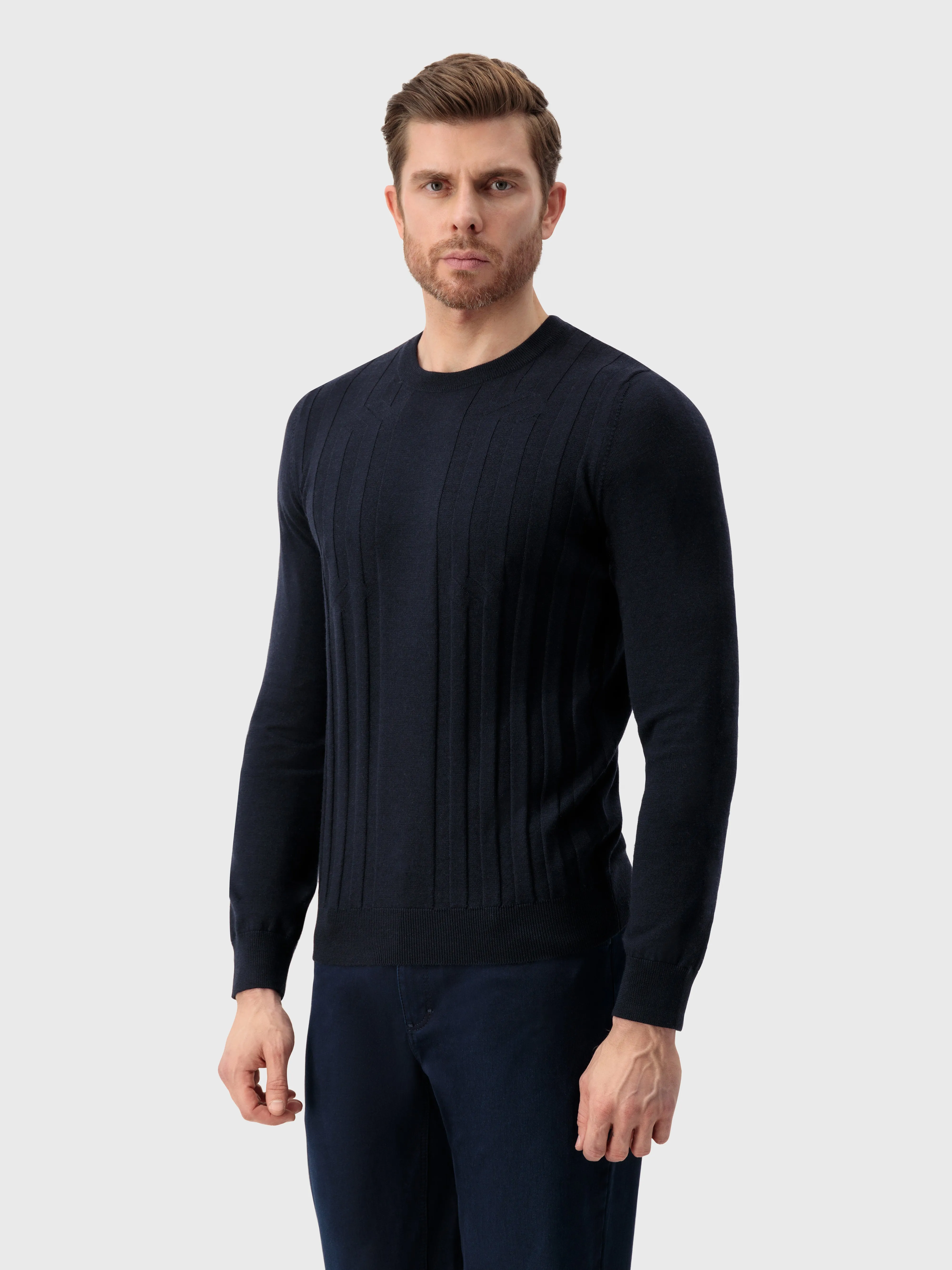 Round Neck Sweater Dark Navy