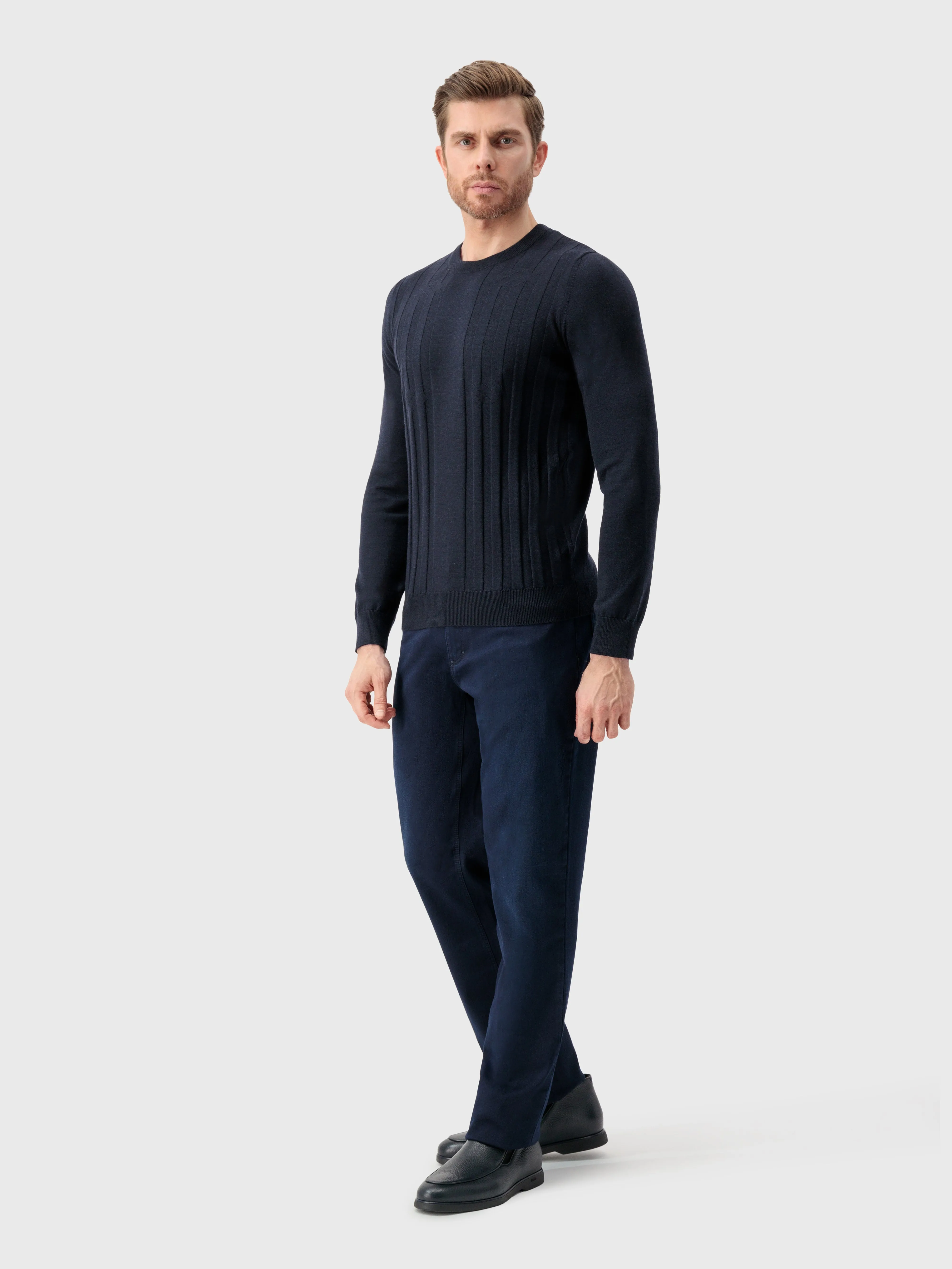 Round Neck Sweater Dark Navy