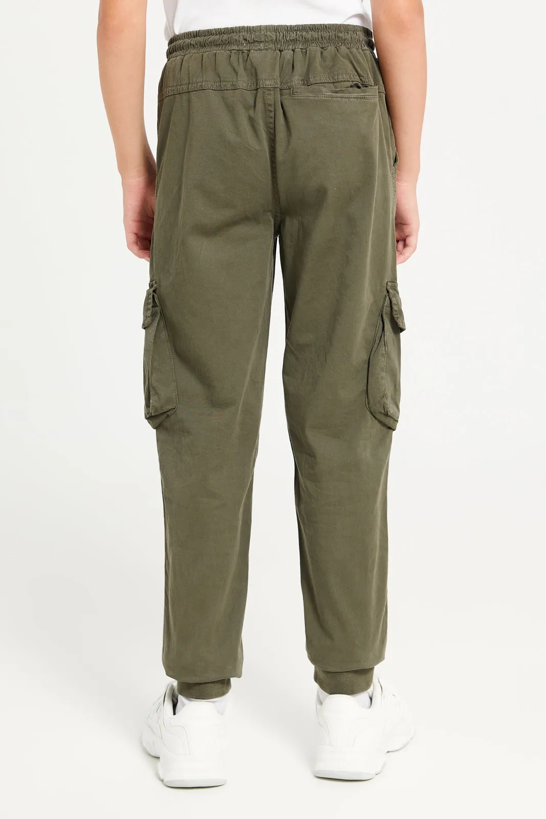 Senior Boys Olive Cargo Casual Trousers