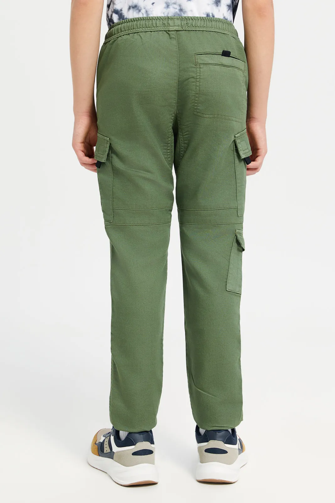 Senior Boys Olive Cargo Jogger Trousers