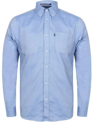 Setana Long Sleeve Dobby Cotton Shirt in Light Blue - Le Shark