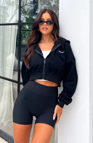 She's Effortless Cropped Hoodie Black