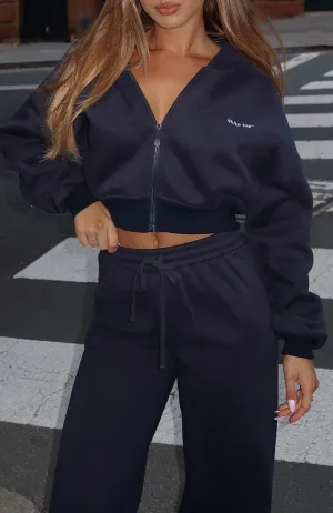 She's Effortless Cropped Hoodie Navy