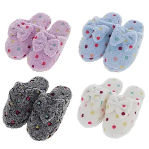 Snoozies Dotty Bow Mule Large Slippers - Choice of 4