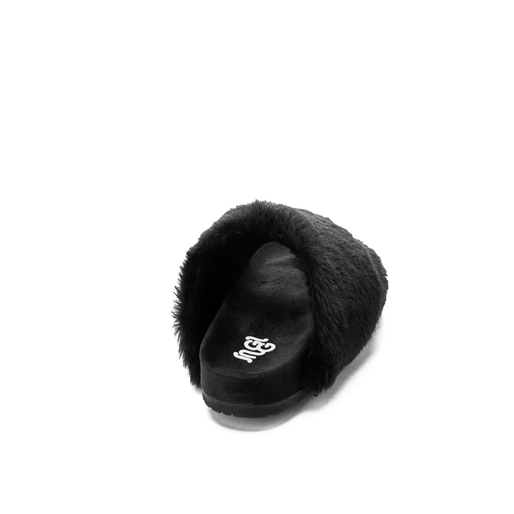 Snuggs Fuzzy crossover Slipper Black