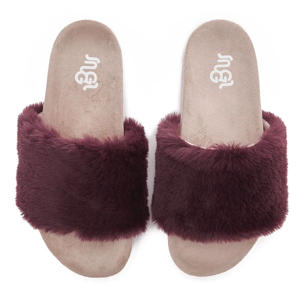 Snuggs Fuzzy Slipper Dark Red