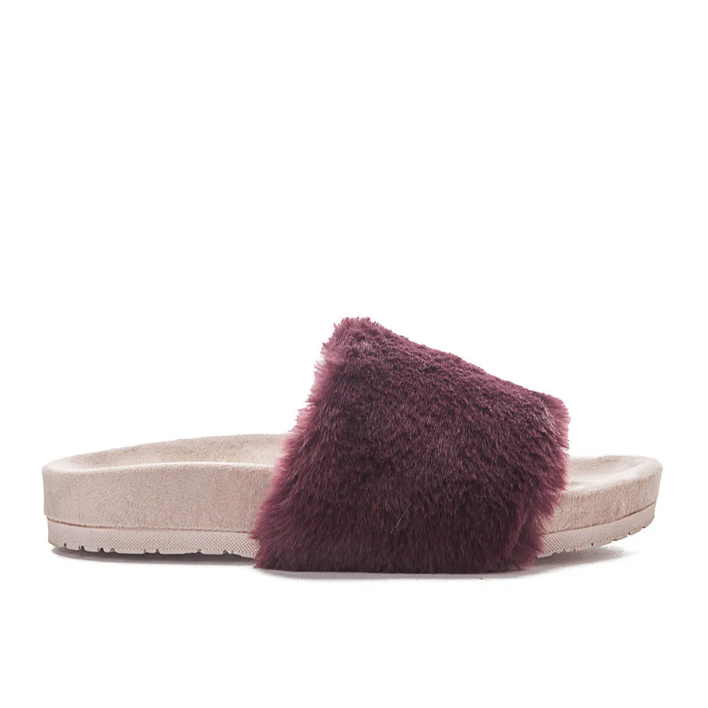 Snuggs Fuzzy Slipper Dark Red