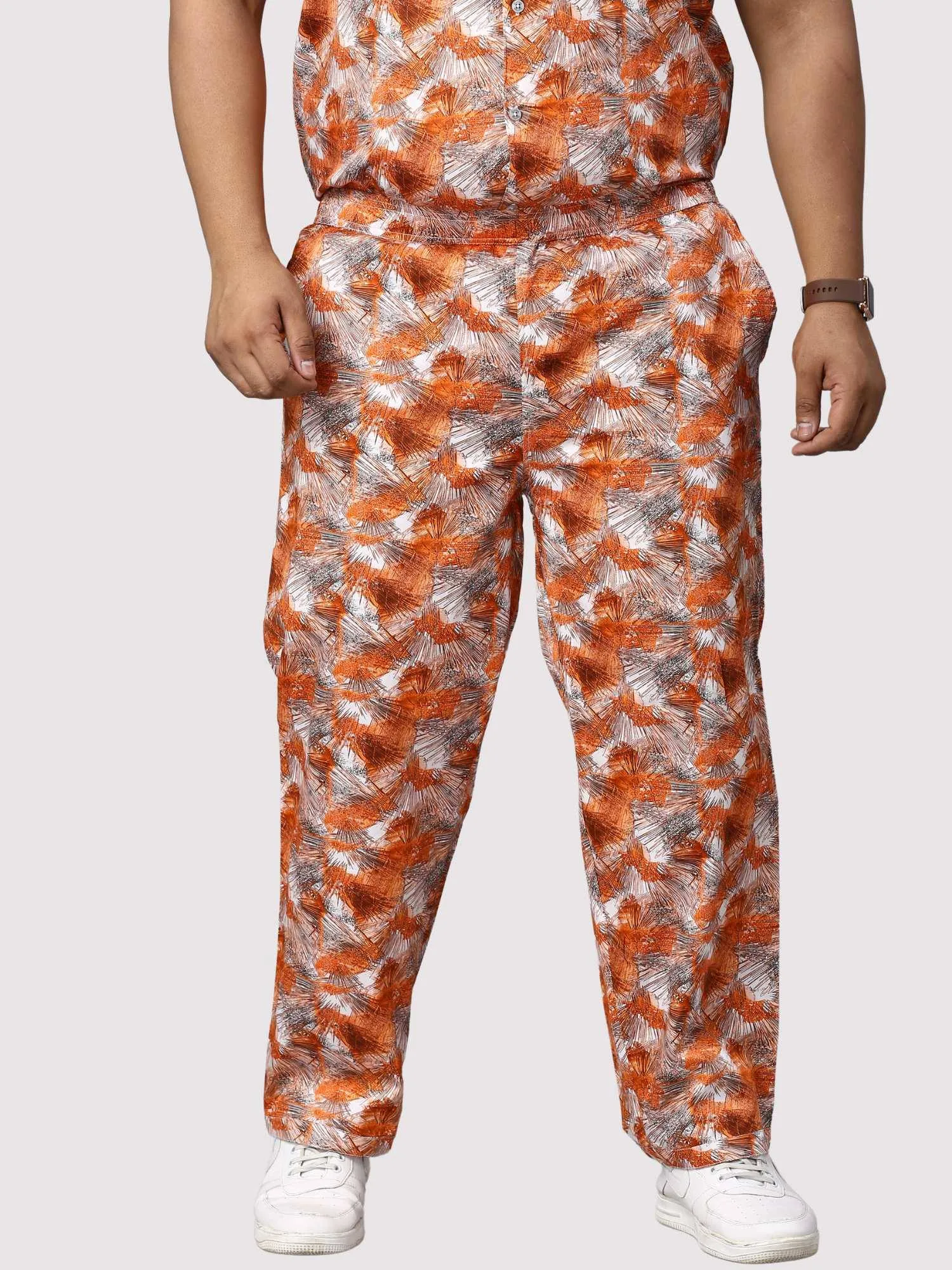 Sunrise Orange Men Digital Printed Full Co-Ords Men's Plus Size