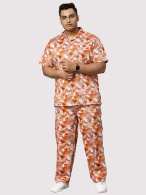 Sunrise Orange Men Digital Printed Full Co-Ords Men's Plus Size