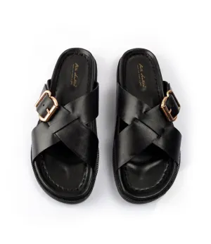 Torino Leather Slippers - Black