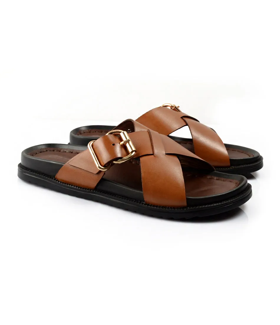 Torino Leather Slippers - Tan