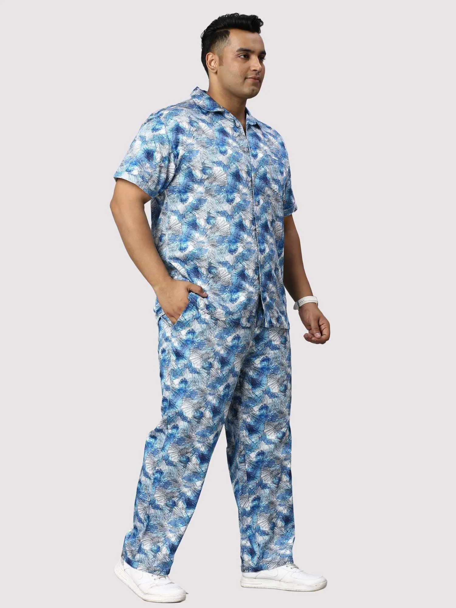 Tropical Blue Digital Printed Full Co-Ords Men's Plus Size