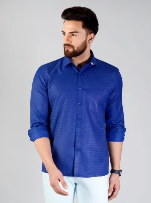 Ultramarine Blue Checked Regular Fit Formal Shirt | Greenfibre