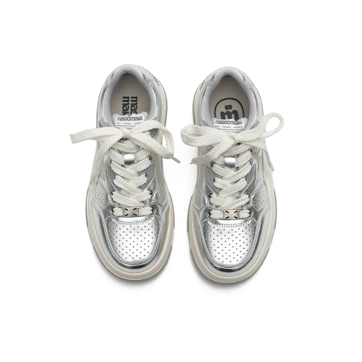 Versatile Silver Tennis Sneakers