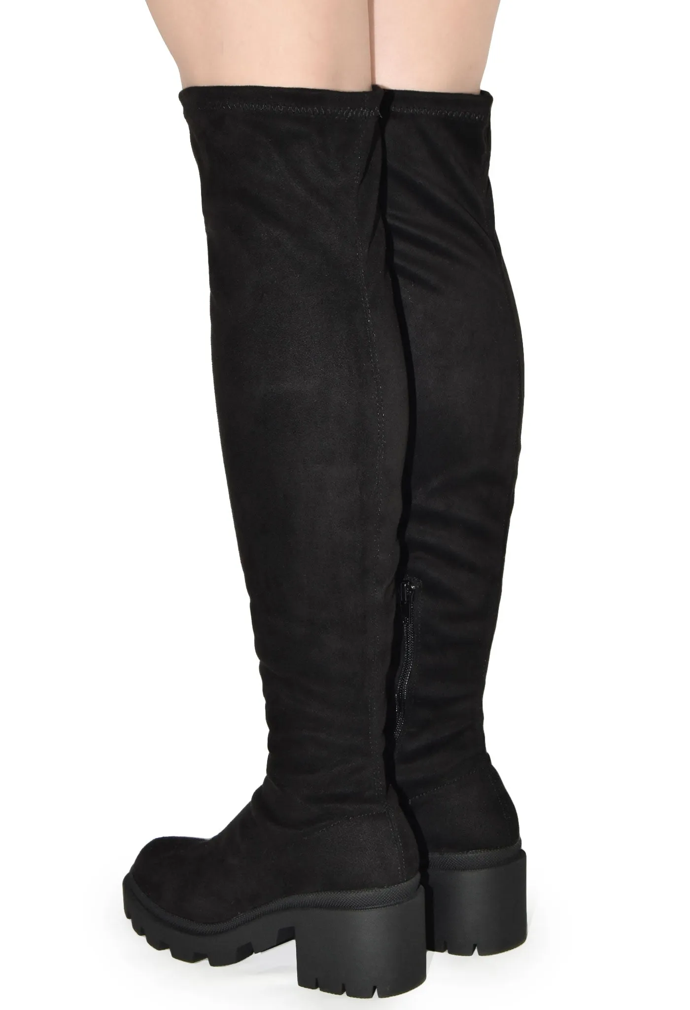 VIVICA-10 Faux Suede Over The Knee Lug Sole Boot