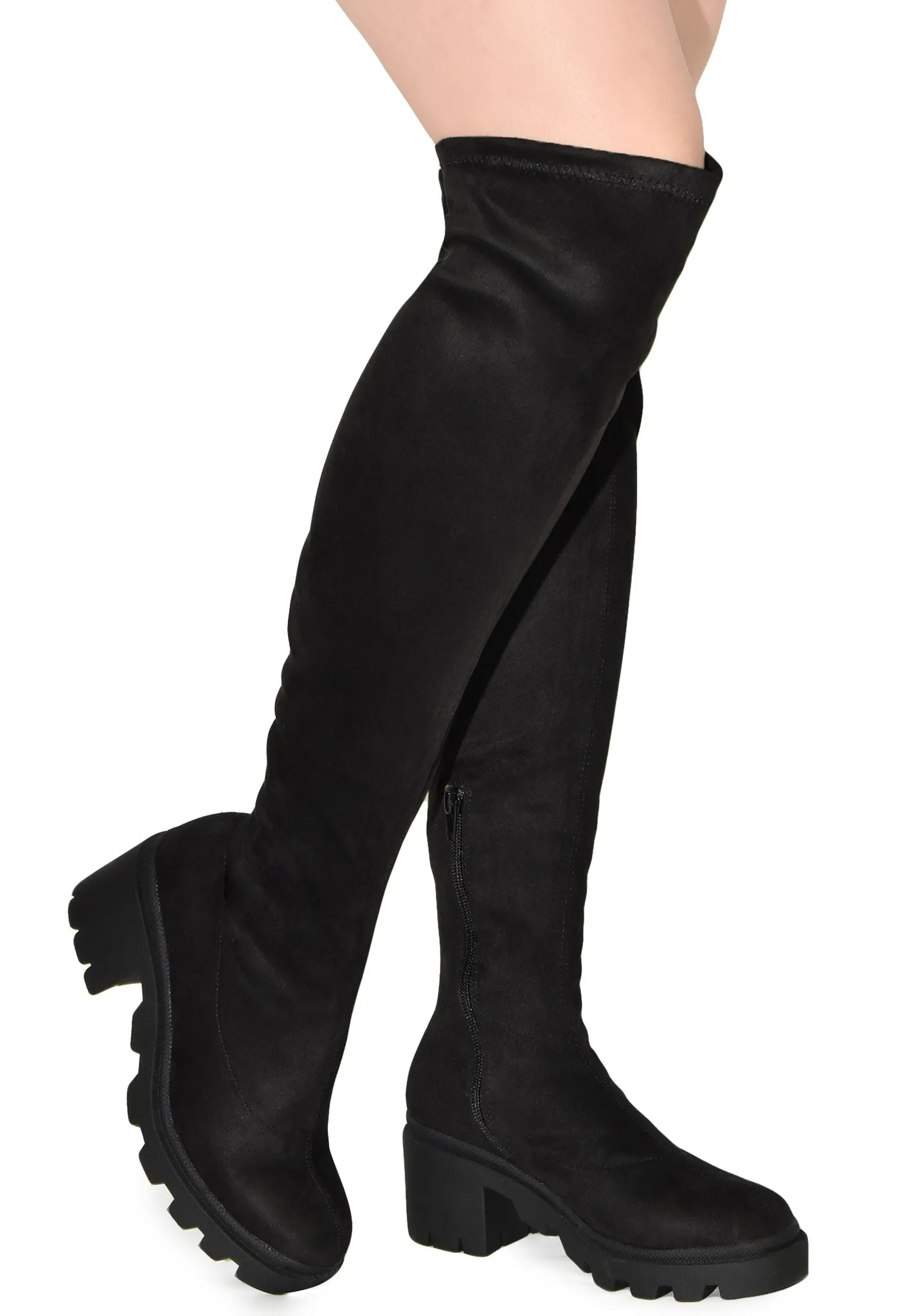 VIVICA-10 Faux Suede Over The Knee Lug Sole Boot