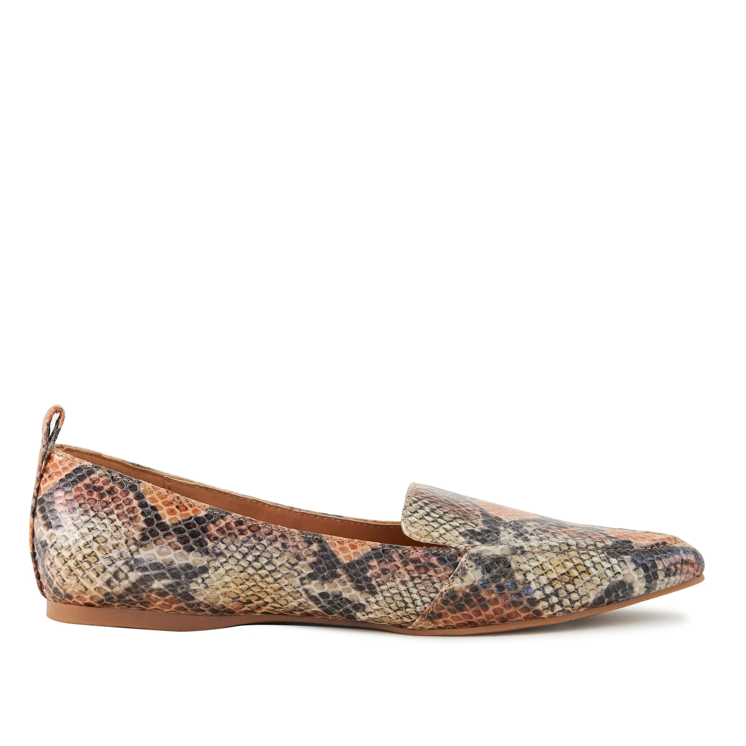 Women's Flat Socialite Orange Snake Skin Shoe