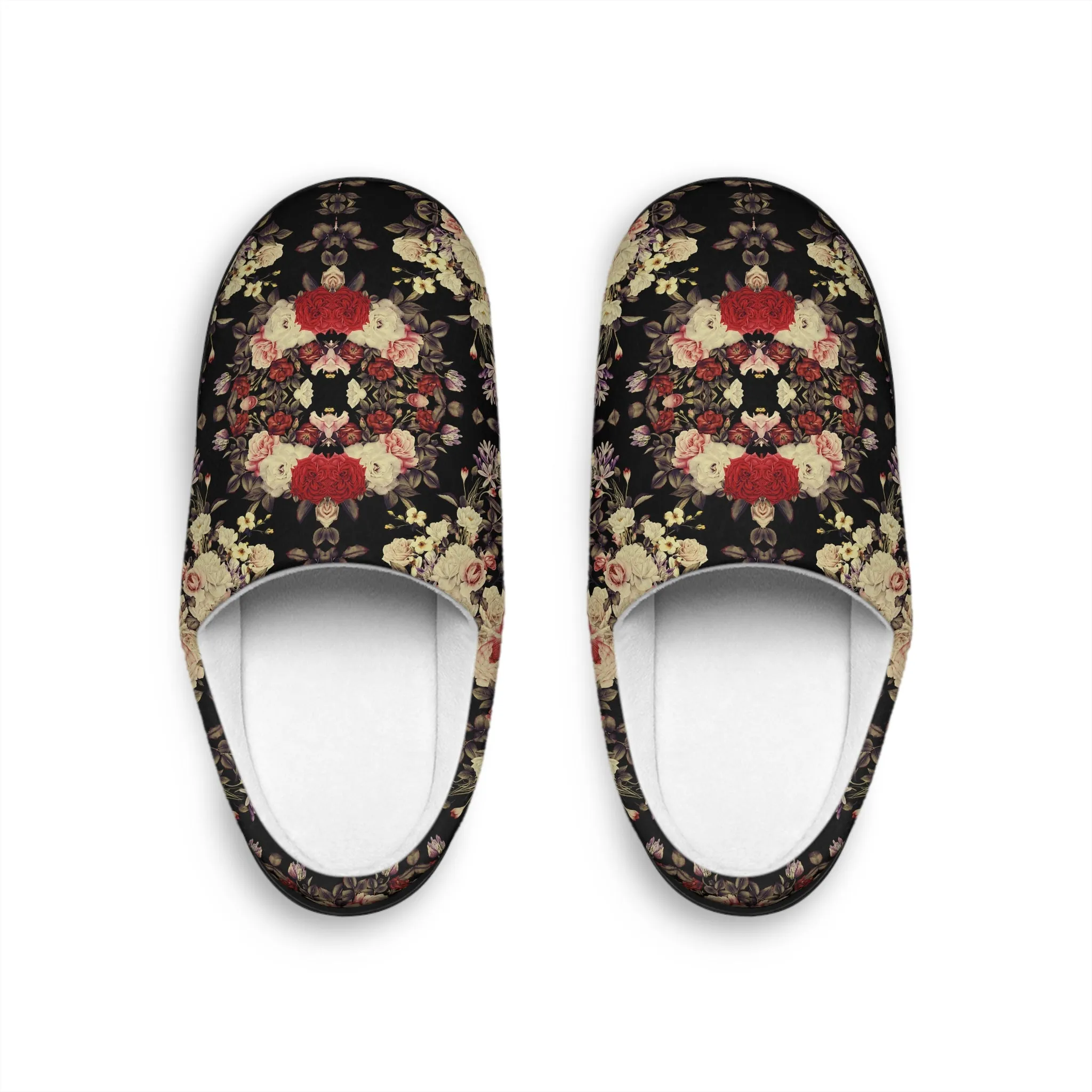 Women's Indoor Slippers - Blooms Dark Botanicals Collection (Kaleidoscope)