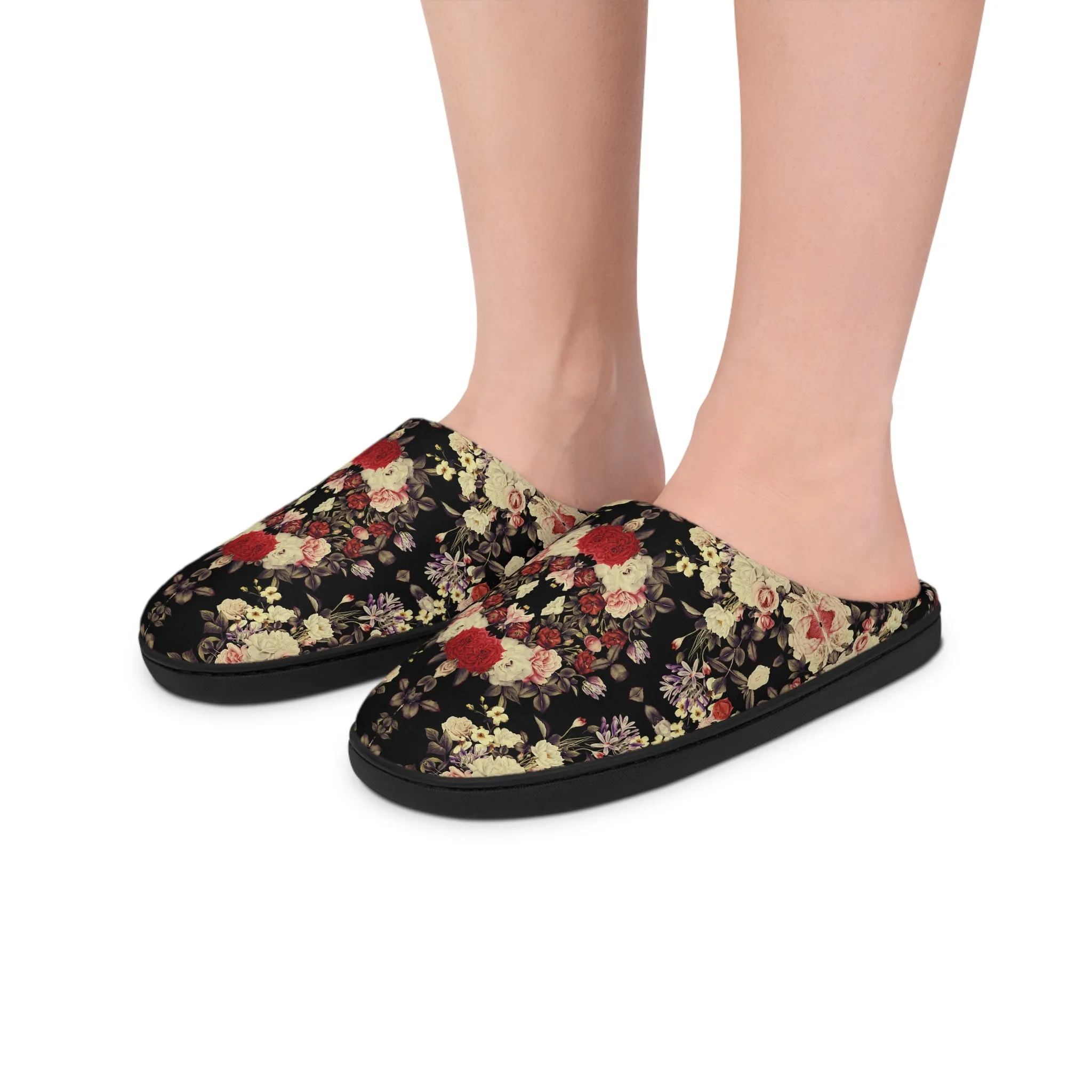 Women's Indoor Slippers - Blooms Dark Botanicals Collection (Kaleidoscope)