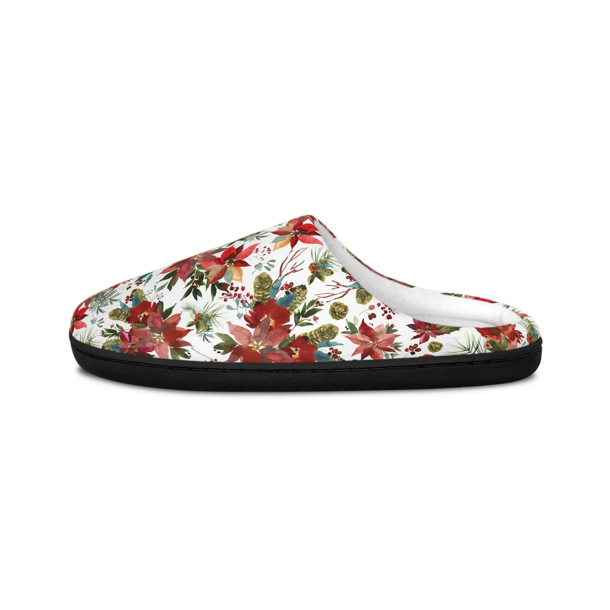 Women's Indoor Slippers - Christmas Poinsettia Botanicals Collection