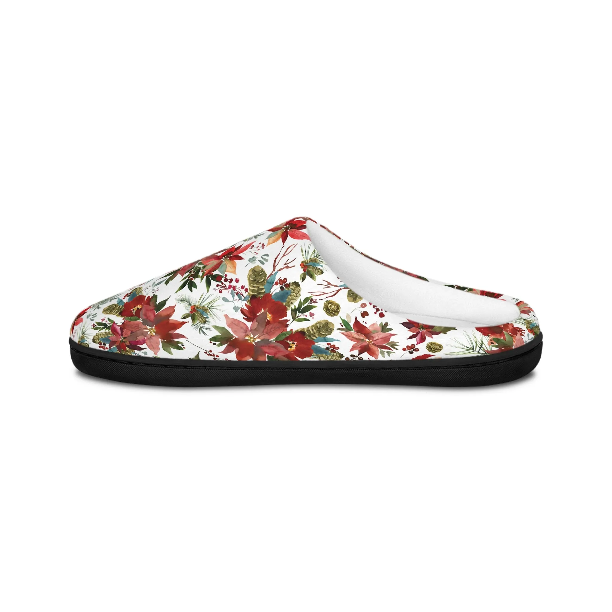 Women's Indoor Slippers - Christmas Poinsettia Botanicals Collection